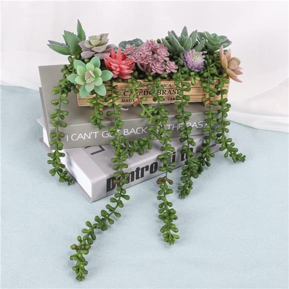 4pcs Artificial Succulents Hanging Plants Fake String of Pearls for Wall Home - Picture 4 of 6